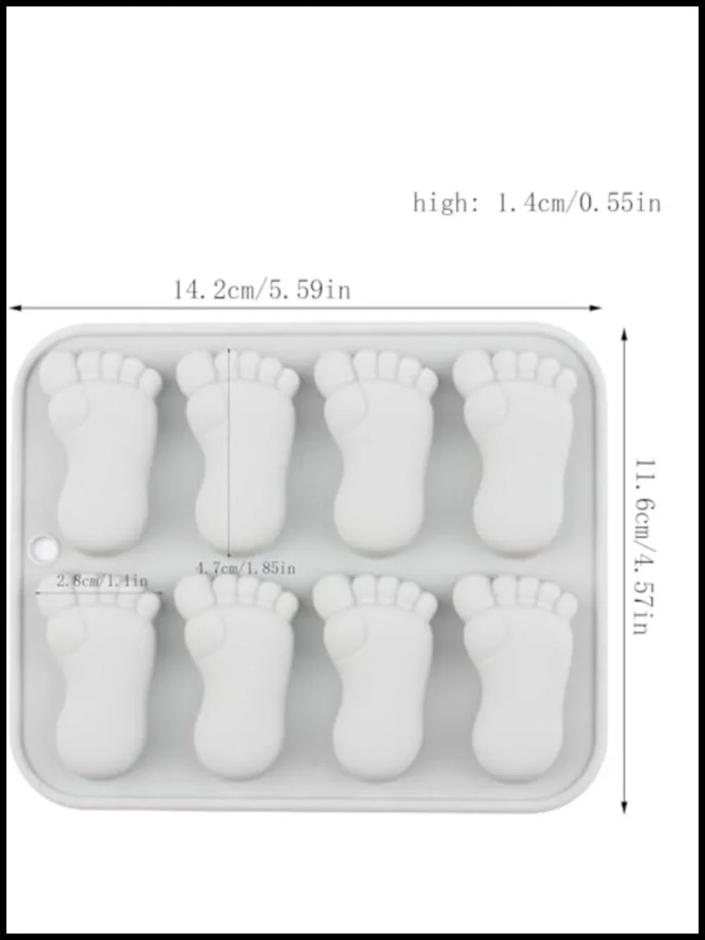8 Cavity Baby Foot Prints Silicone Candy Mold Chocolate Baking
